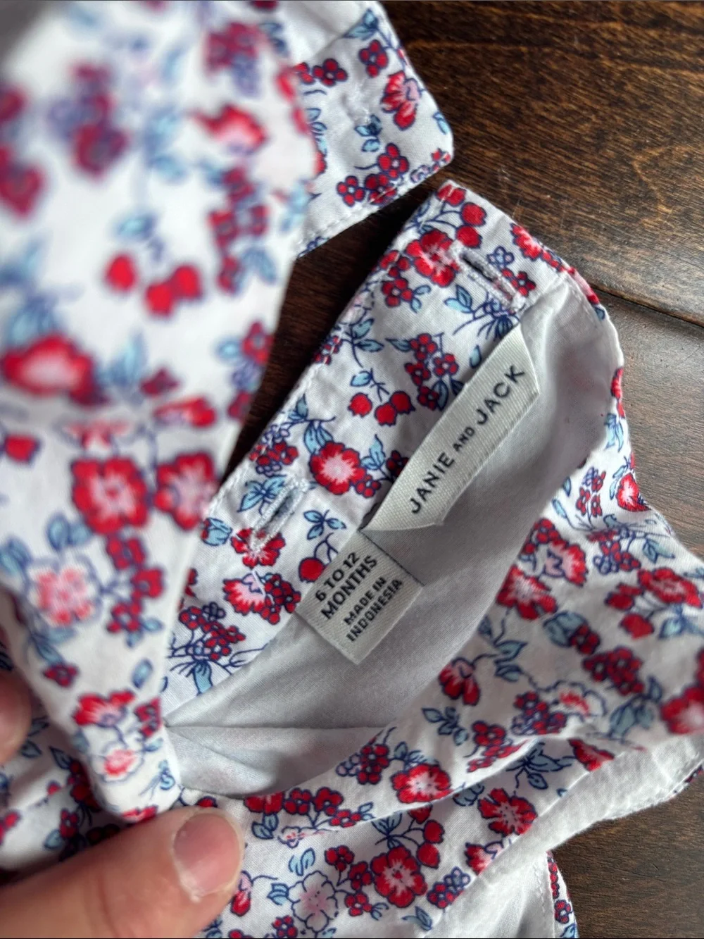 Janie and Jack White Dress with Red Floral Print and Navy Trim